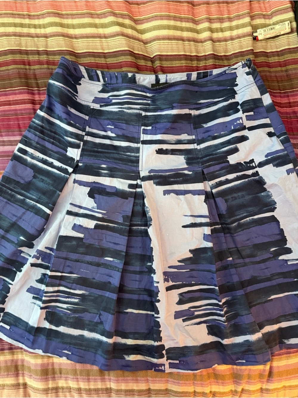 Lane Bryant Blue and Navy Abstract Brushstroke Skater Skirt